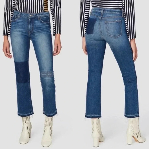 Derek Lam 10 Crosby Gia Mid-Rise Cropped Flare Jeans Blue Denim Size 26